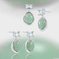 Elegant Green Oval Aventurine Earrings
