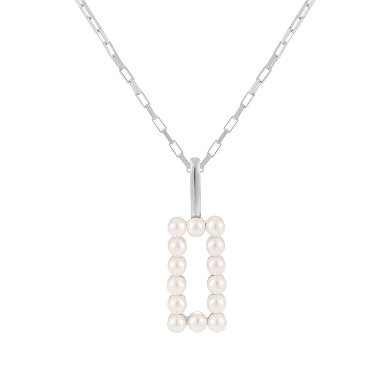 Pearl Rectangle Pendant Necklace