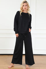 Double Take Textured Top & Drawstring Pants Set