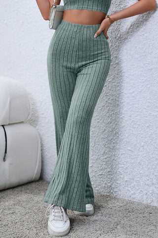 Basic Bae Ribbed High Waist Flare Pants