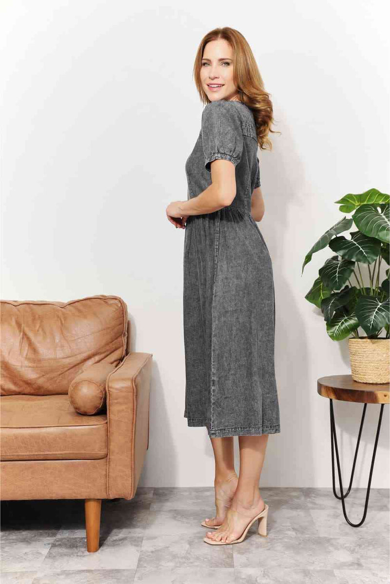 And The Why Washed Chambray Midi Dress