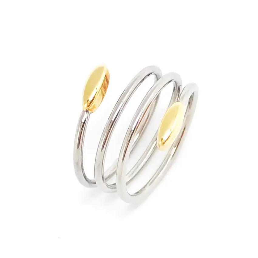 Triple Strand Ring - Steel/Gold Plated - The GlamBox Jewels Boutique