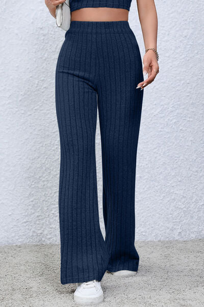 Basic Bae Ribbed High Waist Flare Pants