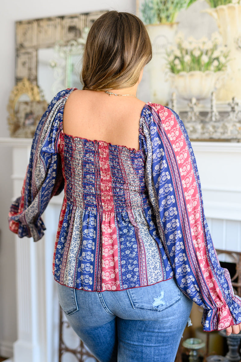 Afternoon Tea Smocked Long Sleeve Blouse - The GlamBox Jewels Boutique