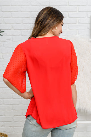 Best Of My Love Short Sleeve Blouse In Red - The GlamBox Jewels Boutique