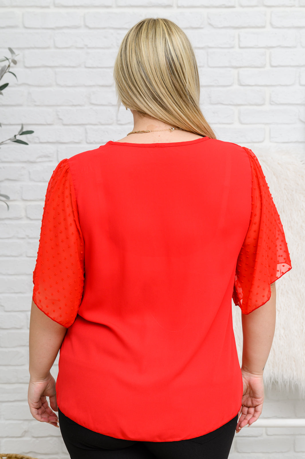 Best Of My Love Short Sleeve Blouse In Red - The GlamBox Jewels Boutique