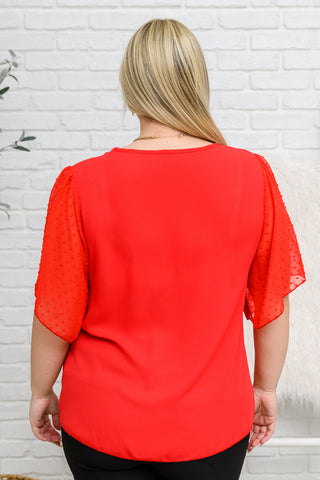 Best Of My Love Short Sleeve Blouse In Red - The GlamBox Jewels Boutique