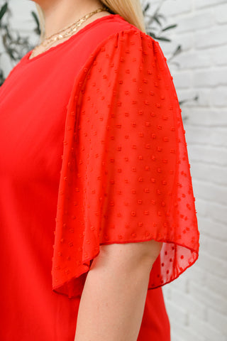 Best Of My Love Short Sleeve Blouse In Red - The GlamBox Jewels Boutique