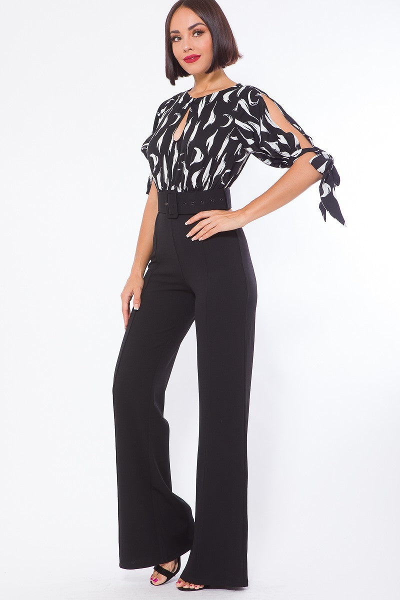 Print Top Detailed Fashion Jumpsuit - The GlamBox Jewels Boutique