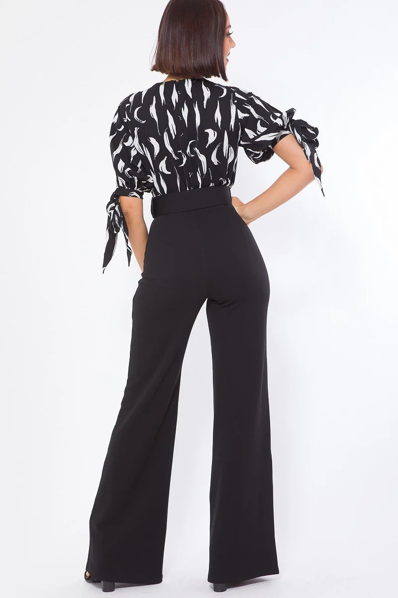 Print Top Detailed Fashion Jumpsuit - The GlamBox Jewels Boutique