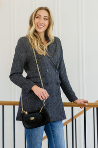 Chic Upon Arrival Button Down Blazer Jacket In Black - The GlamBox Jewels Boutique