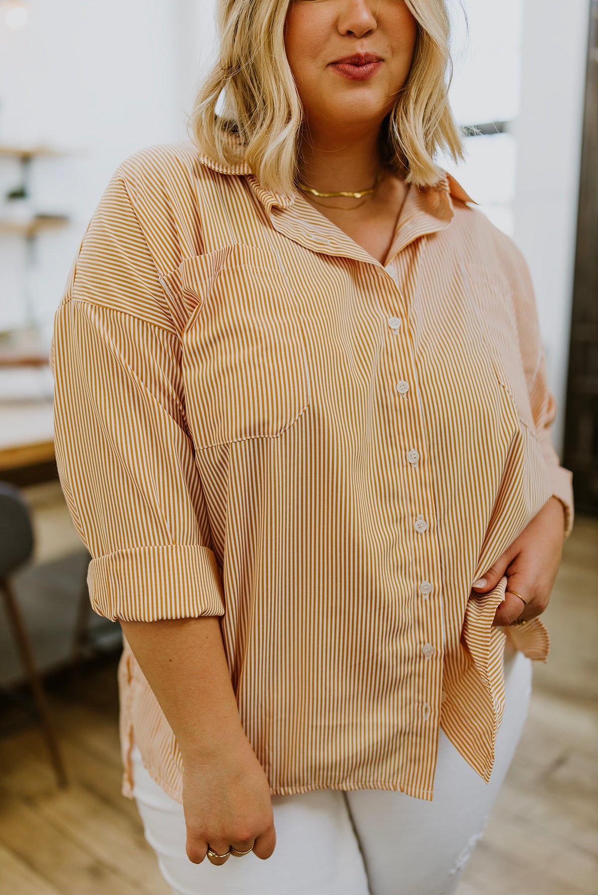 Easy On The Eyes Striped Button Up Top