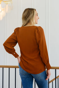 Enjoy This Moment V Neck Blouse In Toffee - The GlamBox Jewels Boutique