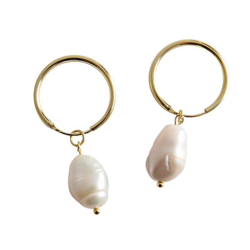 Natural Pearl Silver Dangle Earrings