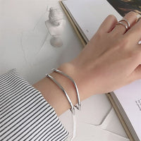 Double Layer Silver Open Bangle