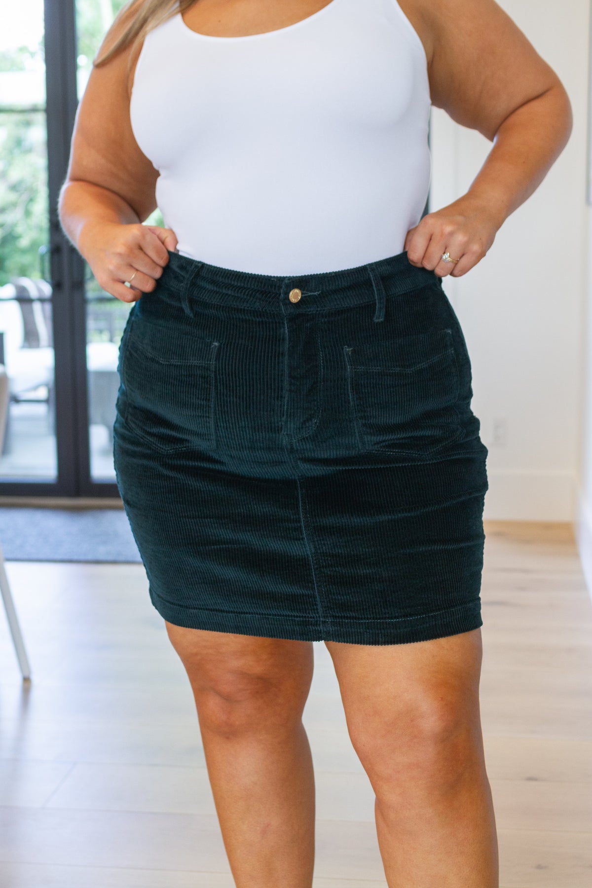 Melinda Corduroy Patch Pocket Skirt