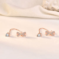Bowknot Tassels Silver Dangling Earrings