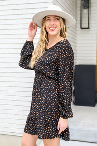 Make Your Happiness Long Sleeve Dress in Black - The GlamBox Jewels Boutique