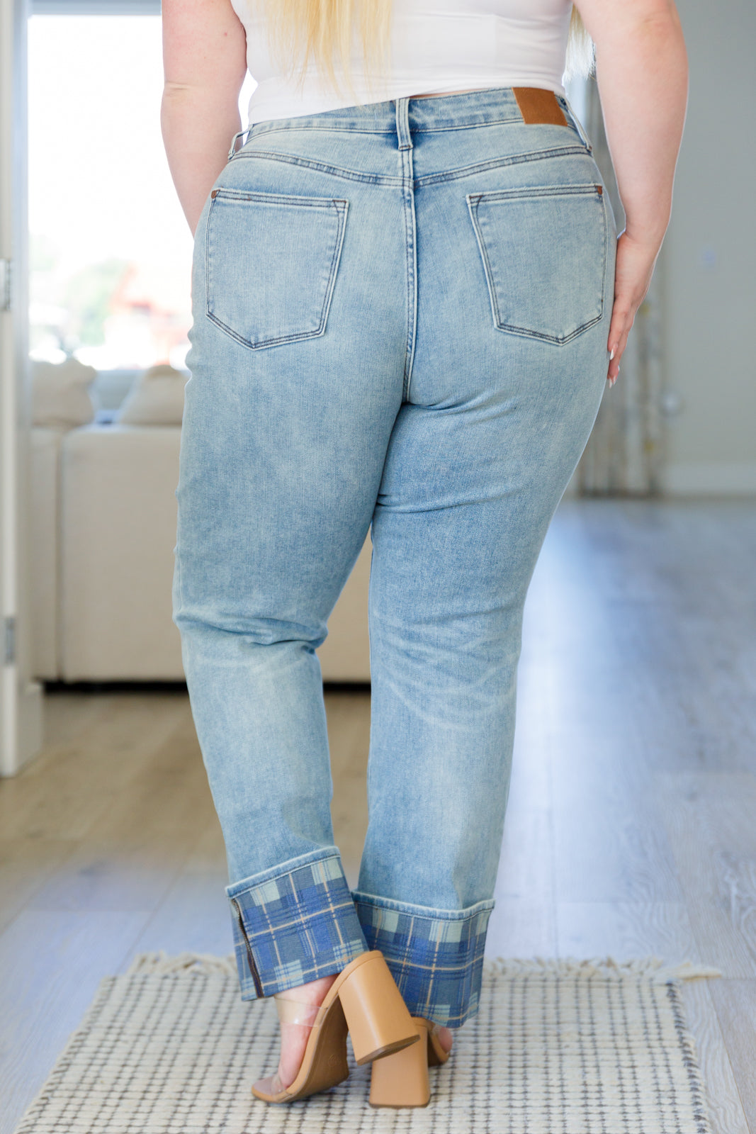 Miranda Plaid Cuff Vintage Straight Jeans