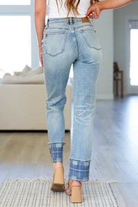 Miranda Plaid Cuff Vintage Straight Jeans