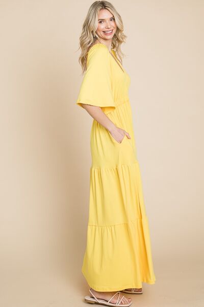 Culture Code Backless Plunge Tiered Dress