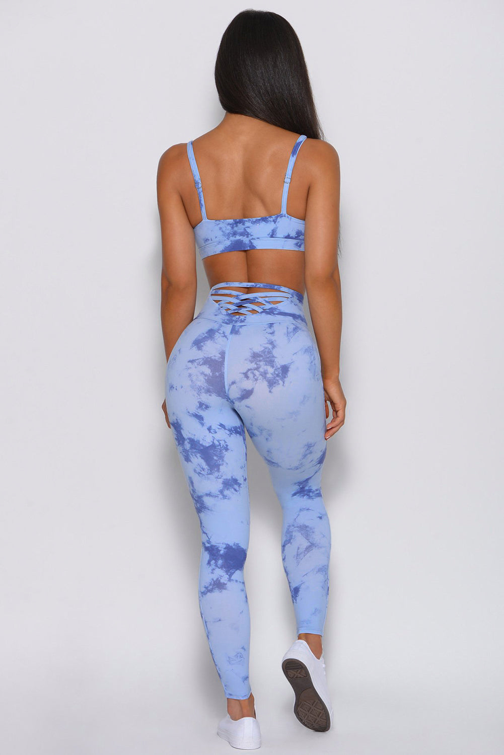 Casual Tie-dye Criss Cross Sport Bra and Legging Set - The GlamBox Jewels Boutique