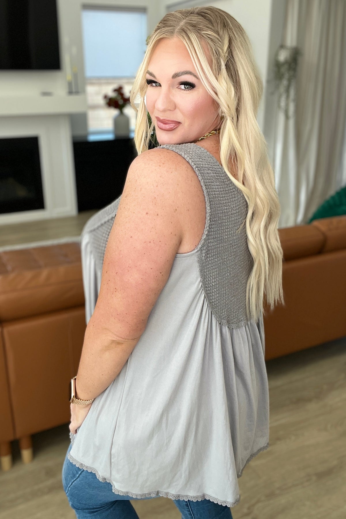 Camiseta de tirantes Swing With Me de punto gofre