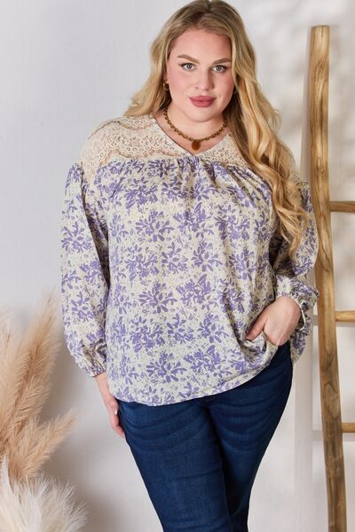 Hailey & Co Lace Detail Printed Blouse