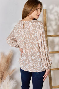 Hailey & Co Embroidered Printed Balloon Sleeve Blouse