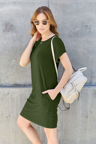 Basic Bae Short Sleeve Dress with Pockets