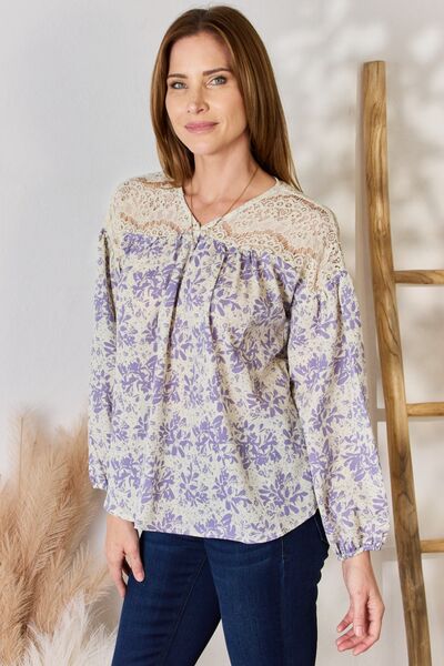 Hailey & Co Lace Detail Printed Blouse