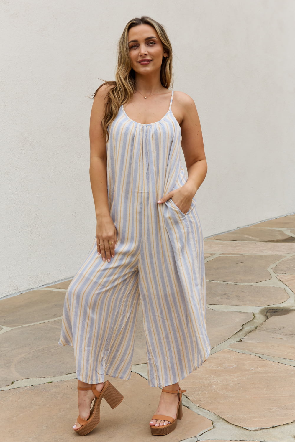 HEYSON Multi Color Striped Jumpsuit with Pockets