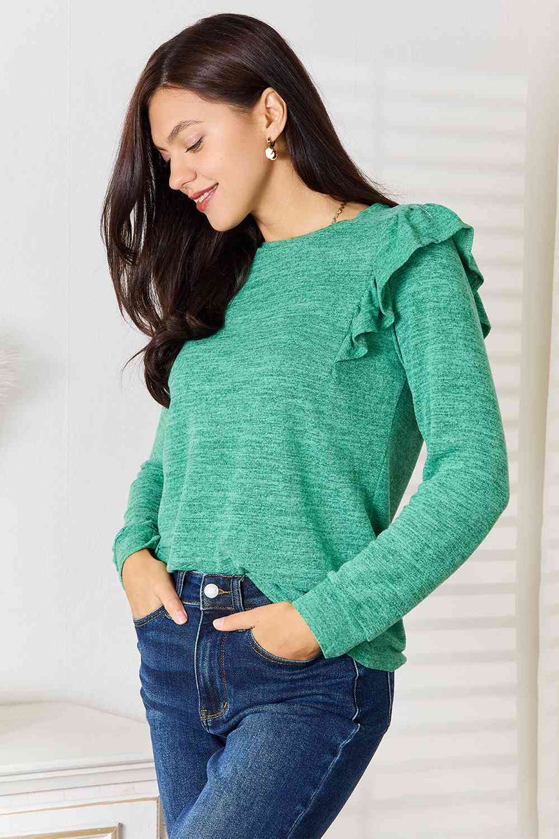 Ruffle Shoulder T-Shirt